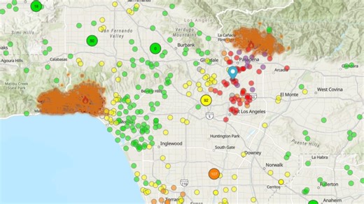 Smoke and Air Quality Map: Los Angeles area wildfires