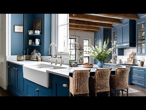 Blue Kitchen Cabinets in a Vintage Farmhouse – Rustic, Elegant & Timeless English Style