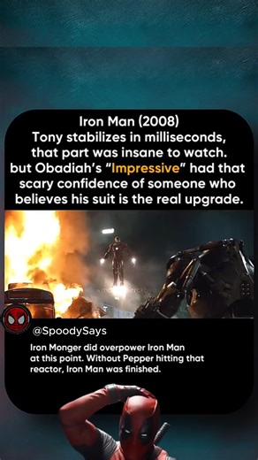 Iron Man 2008: Tony’s Insane Recovery Tony stabilizes in milliseconds, that part was insane to watch. But the way Obadiah said “Impressive” had that scary confidence of a man who truly believed Iron Monger was the real upgrade. And honestly, in that moment he almost proved it. If Pepper hadn’t hit that reactor, Iron Man’s story would’ve ended right there. Movie: Iron Man (2008) Characters: Tony Stark, Obadiah Stane (Iron Monger) MCU Phase: 1 #ironman #tonystark #ironmonger #mcu #marvel #marvelst