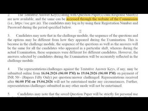 New Update SSC JE (Civil , Mechanical & Electrical)-2025 Paper-II Answer Key OUT