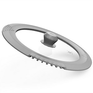 Universal Lid Fits 6" 6.5" 7" 7.5" Cookware, Silicone Replacement Pan Lid for Pots, Pans and Skillets, Tempered Glass Strainer Lid with Heat Resistant Silicone Rim, Gray