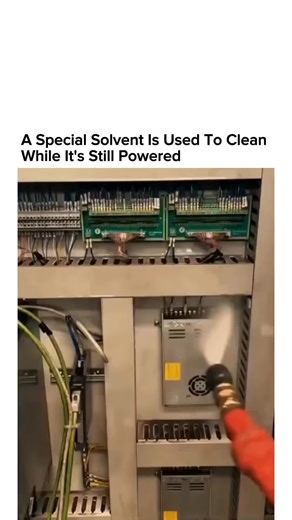 TechopediaX on Instagram: "Live cleaning electronics looks reckless at first glance, liquid sprayed directly onto exposed chips, wiring, and delicate circuitry. But this method is actually a real maintenance technique used to clean energized hardware without shutting systems down. The solvent is non-conductive, meaning electricity can’t travel through it, so technicians can flush dust, flux, oils, and residue off boards while the system continues running. It restores thermal performance, prevent