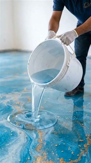 Stunning 3D Ocean Resin Floor Process! 💎 Luxury Bedroom Transformation#shorts #viral
