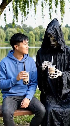 #my best friend drinking Boba tea with his best friend