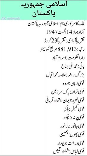 "National facts of Pakistan" #interestingfacts #doyouknow