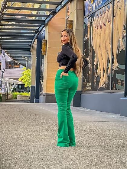 Women's Casual High Waist Stretchy Bell Bottom Flared Jeans