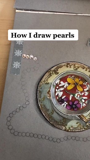 Here’s a tutorial how I draw pearls for my newest drawing :) 🤍 #draw #drawingtutorial #pearls #fyp #art