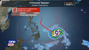 2.8K views · 29 reactions | Tropical cyclone "Bising" intensifies into a typhoon on Friday. It is forecast to approach Eastern Visayas by weekend, state weather bureau PAGASA reports. Get updates via Viber: https://bit.ly/36uQLSo Join us on Telegram: https://t.me/onenewsph | ONE News | Facebook