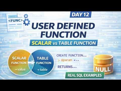 SQL Server Full Course for Data Analyst | Day 12 | User Defined Functions | Scalar vs Table Function