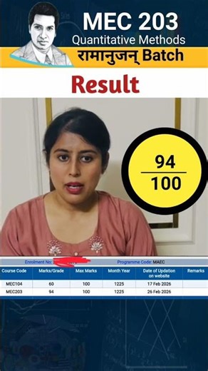 MEC 203 Quantitative Methods Free Online Lectures Classes | IGNOU RESULT DECEMBER 2025