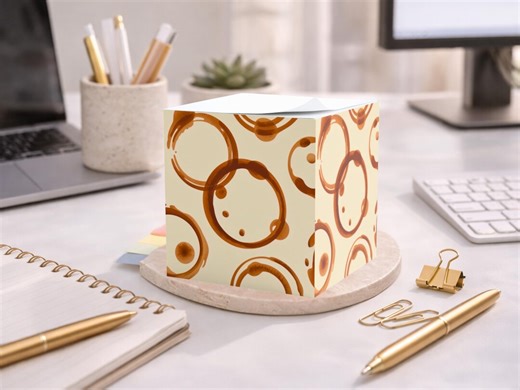 Abstract Circle Sticky Note Cube – Caramel Brown Modern Desk Notes Block, Neutral Boho Office Decor, Gift for Coworker Teacher - Etsy