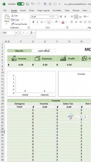 เทมเพลตสรุปรายรับ-รายจ่ายใน Excel แบบมืออาชีพ!