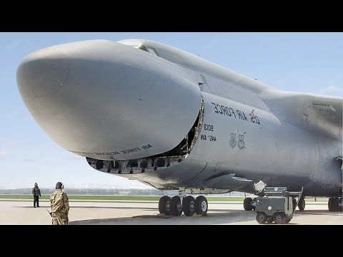 US Largest Aircraft Kneeling Down During Loading Operation - C-5 Galaxy