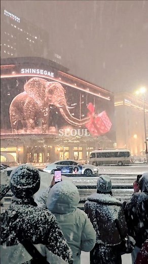 12월 첫눈, 폭설내리는 서울 명동거리 산책 Walking Tour of Seoul's Myeongdong Street the First Snow, Heavy Snowfall