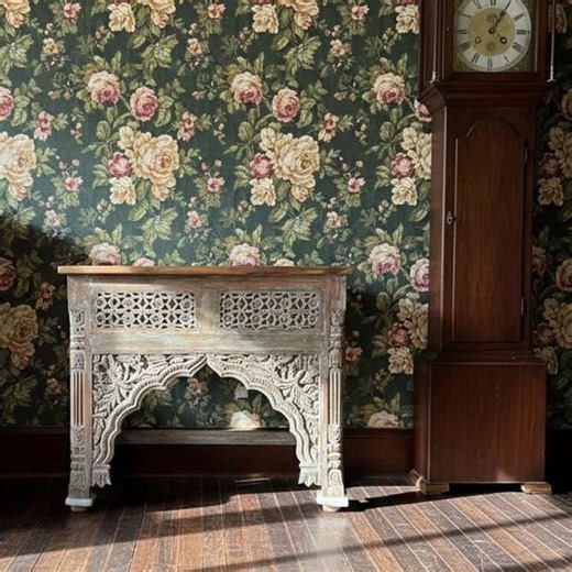 Vintage Rustic Carved Console Table, Lattice Design Solid Wood Entryway Accent Table 38 - Etsy