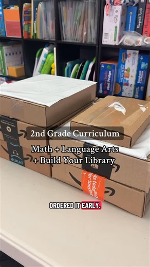 Michelle / homeschooling mama on Instagram: "We’re officially unboxing our 2nd grade homeschool curriculum, and yes, we ordered early! Thanks to our charter school allowing early ordering with extra homeschool funds, we picked up a few of our core curriculum pieces for the upcoming year. We’re continuing with Math with Confidence Grade 2, starting a new language arts curriculum with Lightning Literature Level 2, and adding beautiful Build Your Library Level 2 books for science, history, art, and