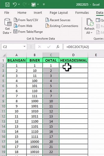 Cara konversi bilangan ke biner, oktal, dan heksadesimal #excel #exceltips #belajarexcel