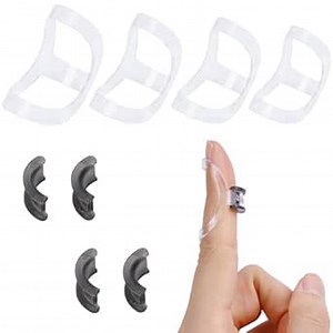 8Pcs Clear Oval Finger Splints & Click-Lock Adjustment Kit, 4 Graduated Finger Ring Splint & 4 Splint Adjustment, Finger Braces for Arthritis, Mallet, Straightening, Support (Size 8-11)