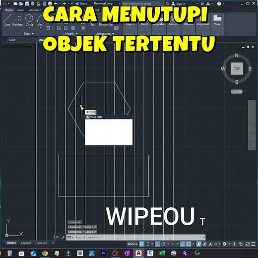 cara menutupi objek dengan wipeout di autocad