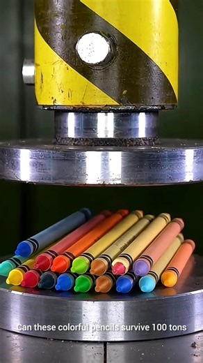 Can These Colorful Crayons Survive 100 Tons? 😱 #shorts #asmr