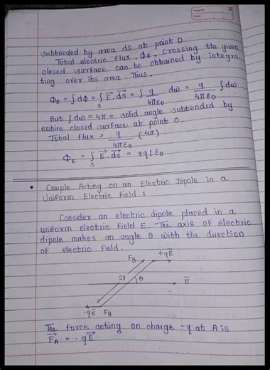 Class 11th Physics NOTES| Chapter 10. Electrostatics #notes #physics