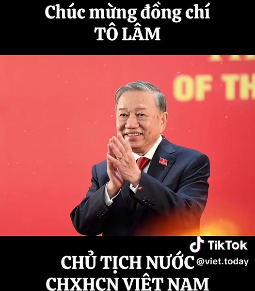 Tổng bí thư Tô Lâm được Quốc hội khoá 16 bầu làm Chủ tịch nước CHXHCN Việt Nam ĐỒNG CHÍ TÔ LÂM, Tổng Bí thư Ban Chấp hành Trung ương Đảng Cộng sản Việt Nam, Chủ tịch nước Cộng hòa xã hội chủ nghĩa Việt Nam. - Ngày sinh: 10/7/1957, Dân tộc: Kinh. - Quê quán: Xã Nghĩa Trụ, tỉnh Hưng Yên. - Ngày vào Đảng: 22/8/1981. - Trình độ: Giáo sư, Tiến sĩ Luật học. - Uỷ viên Trung ương Đảng khoá XI, XII, XIII, XIV - Uỷ viên Bộ Chính trị khoá XII, XIII, XIV - Đại biểu Quốc hội khoá XIV, XV, XVI