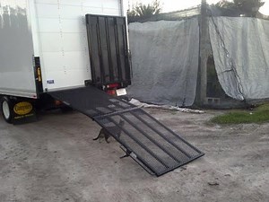Box truck fold out ramp for lawn care and light industrial loading