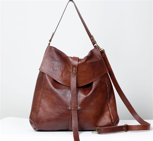 Large Leather Backpack, Shoulder & Crossbody Bag: Convertible Handmade Genuine Leather Bag - Etsy