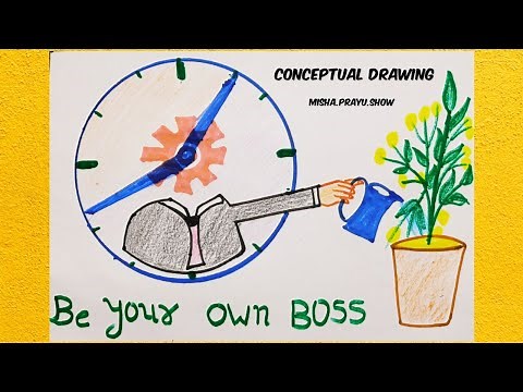 Best Entrepreneurship Poster Drawing | Drawing of Startup Entrepreneur | Be your own boss Drawing