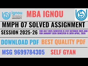 MMPH 07 solved assignment 2025 - 26 IGNOU MBA download SELF GYAN