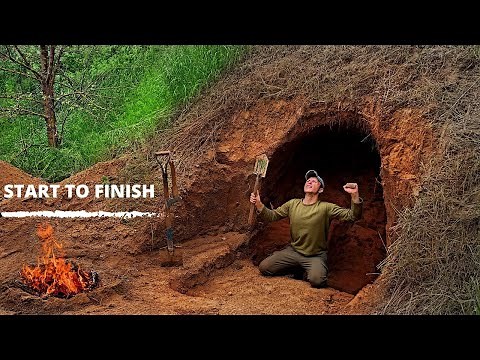 Building a Cave, Primal Shelter | Start to Finish - all Stages of Construction with Alex Bushcraft
