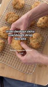Irish Cheddar Chive Sourdough Drop Biscuits These decadent drop biscuits are loaded with cheese and butter and are not only easy but amazingly delicious. Ingredients * 135g (1 cup) all-purpose flour * 13g (1 TBSP) baking powder * 7g (1 tsp) salt (reduce salt to 3/4 tsp if using salted butter) * 1⁄2 tsp granulated garlic or garlic powder * 1⁄4 tsp cayenne pepper (optional) * 175g (2 cups) @Kerrygold Irish cheddar, grated * 2 TBSP fresh chives, chopped fine (I use kitchen scissors to snip) * 113g 