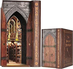 Book Nook Kits for Adults Magic Library DIY booknook with Flame Illusion