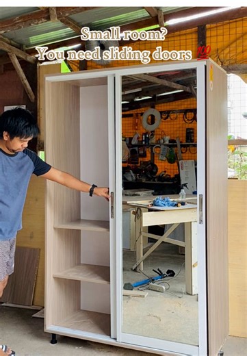 Sliding wardrobes are perfect for tight bedrooms — no swing space needed, and every inch counts.💯 📩 Message us to start your own smart space upgrade! #slidingwardrobe #slidingcloset #customwardrobe #wardrobe #modularcabinet