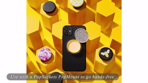 PopSockets Lip Balm Phone Grip with Expanding Kickstand, PopLips, Burt's Bees, PopSockets for Phone - Bee Logo Black