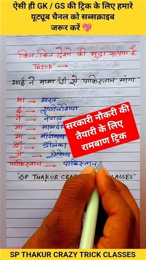 Trick to remember countries with Rupee currency #gk #tricks #hindi #viral #shorts #video #govtjobs