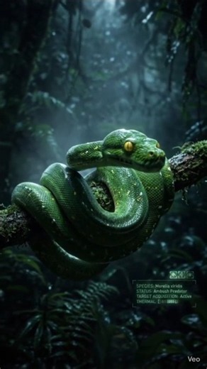 Green Tree Python: The Silent Ambush Predator 🐍🌿 | Nature’s Master Hunter #Shorts