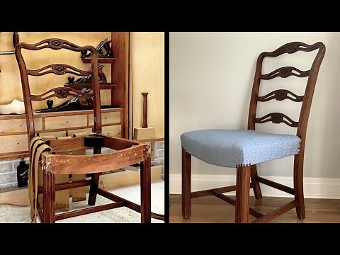 Repairing an Upholstered Chair Part 2 - Reinstalling #Upholstery - Furniture Restoration How to
