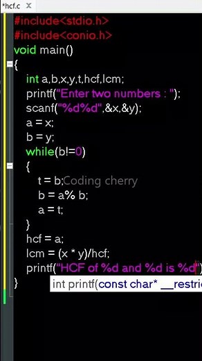 C program to find HCF and LCM of two numbers #codingtutorials #code