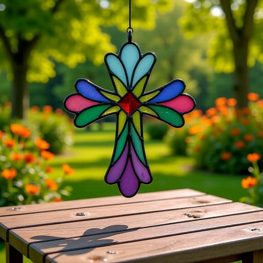 Stained Glass Cross Pattern: Rainbow Suncatcher, Beginner DIY (digital Download Pdf, Svg, Png) - Etsy