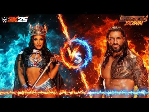 WWE 2K25 LIVE : ROMAN REIGNS VS QUEEN BECKY BLACK SMACK DOWN FIGHT P-016