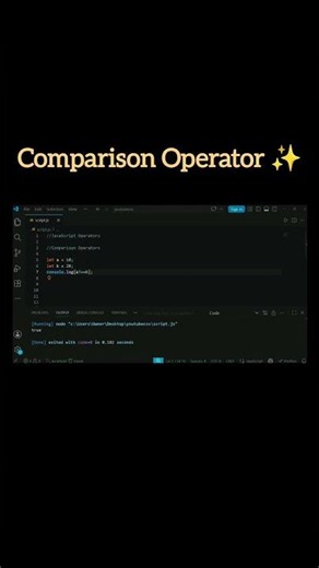 JavaScript Comparison Operators Explained 🔥 #viral #tech #shorts