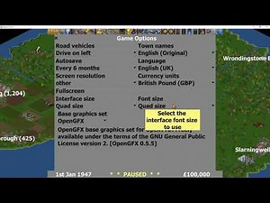 Interface Size n Font Settings - OpenTTD Tutorial