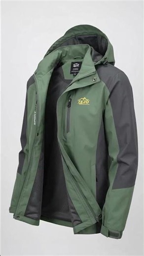 TEZO Mens Rain Jacket Waterproof with Hooded Hiking Coat Lightweight Windbreaker