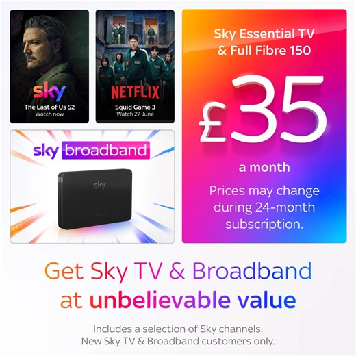 21K views | Our lowest ever price is back! Get Sky Full Fibre Broadband with Sky TV & Netflix for £35 a month. | Sky | Facebook