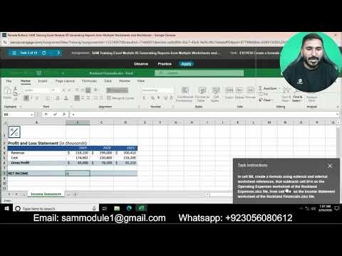 SAM Training Excel Module 05 Generating Reports from Multiple Worksheets and Workbooks