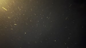 Falling down real snowflakes, snow falls slowly in night winter, beautiful winter night Falling realistic snowflakes from top to bottom, calm snow, shot on black background with a yellow flare effect.