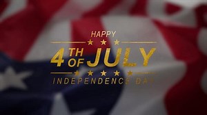 Independence Day Usa 4th of July Text Animation with American Flag and Fireworks Background. Happy 4th of July Independence Day USA. Fourth of July lettering footage with handwritten text animation.