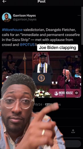Thing got interesting at Morehouse College’s graduation today ahead of president Biden’s speech at the HBCU. Valedictorian, Deangelo Fletcher, delivered a BRAVE speech and Biden called for a ceasefire. #greenscreenvideo #greenscreen