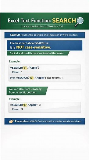 Excel SEARCH Function Explained in 60 Seconds | Beginner Friendly